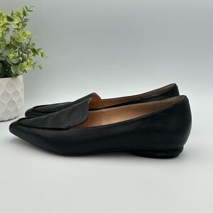 Franco Sarto Women’s Belamour Black Leather Pointed Toe Loafers Shoes Size 7.5